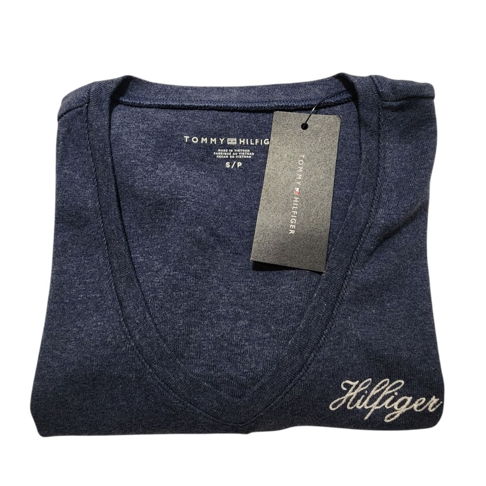 Tommy Hilfiger Women's T-shirt V-neck Long Sleeve Size Small Blue New - Picture 7 of 9